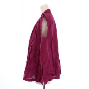 KENZO セットアップ 上下 ブラウス シャツ ノースリーブ パンツ ジップフライ リネン M 紫 /BM