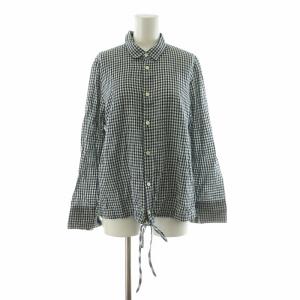 シャツ ブラウス 長袖 ギンガムチェック リボン 3 ネイビー ホワイト 7033918 /NQ