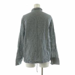 45R シャツ ブラウス 長袖 ギンガムチェック リボン 3 ネイビー ホワイト 7033918 /NQ