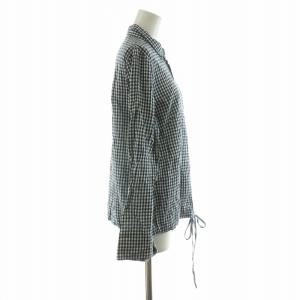 45R シャツ ブラウス 長袖 ギンガムチェック リボン 3 ネイビー ホワイト 7033918 /NQ