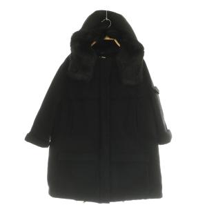 中綿コート 七分袖 フェイクファー フード ブラック /MY OS