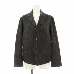 テーラードジャケット ヘリンボーン ウール 3 紺 ネイビー ベージュ /KU