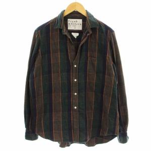 Eileen ネルシャツ チェック オープンカラーシャツ 長袖 シャツ M ネイビー 茶 /G