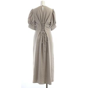 Lily Brown LilyBrown 23SS クロスデザインワンピース マキシ ロング 千鳥格子 バックリボン 半袖 1 黒 ブラック 茶