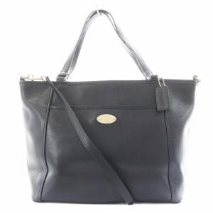 クロスグレイン トートバッグ ハンドバッグ ショルダーバッグ 2way レザー 紺 ネイビー F34497