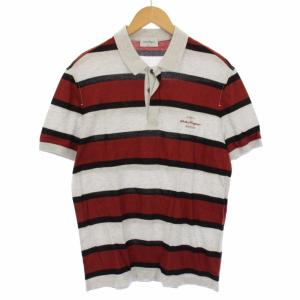 ポロシャツ 半袖 ボーダー M グレー 赤 12 0684/0939-020 /TK
