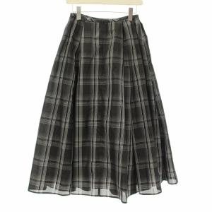 FRAY I.D 23AW タックギャザーボリュームスカート フレア ロング マキシ チェック 1 黒 ブラック グレー