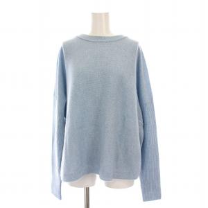 24AW ウールシルクカシミヤミックス ボートネックプルオーバーニット セーター 長袖 2 水色 153-19651