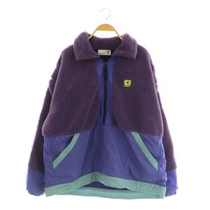 21AW ELAIZA ドッキングボアフリースアノラック ジャケット ハーフジップ L パープル /MY