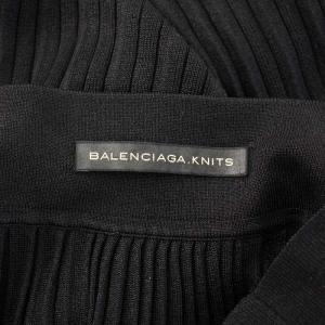 BALENCIAGA プリーツスカート フレア イージー ひざ丈 ウエストゴム ストレッチ シルク 36 黒 ブラック /BB