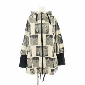 ポワンリーニュ POINTLIGNE パーカー ジップアップ どんぐり柄 総柄 刺繍 38 ライトグレー