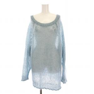 シアーモヘヤ ローゲージ ニット プルオーバー セーター 長袖 F 水色 1221411062-0 /YM