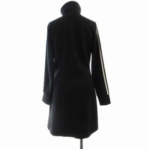 adidas Originals ワンピース ミニ ジップアップ ライン ロゴ 刺繍 ハイネック 長袖 S 黒 ブラック 白 ホワイト 503632