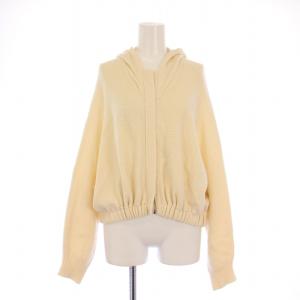 ニットジャケット ジップアップパーカー アウター ショート丈 ウール カシミヤ混 S アイボリー /BB