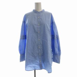 22AW ボリュームスリーブデザインブラウス シャツ 長袖 青 ブルー 22051912300130 /RO