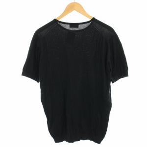 JOHN SMEDLEY ニット カットソー 薄手 半袖 L 黒 ブラック 45550 /HN