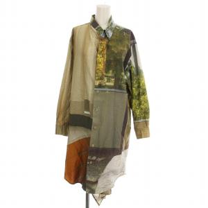 N°64 Neckerchiefdress ワンピース 転写プリント S カーキ ベージュ