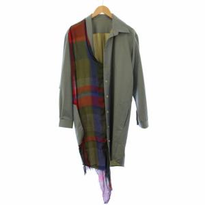 N°64 Neckerchiefdress shirt ロングシャツ チェック 切替 長袖 1 カーキ