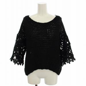 レーススリーブ切替ニット 半袖 36 黒 151431231 /RE