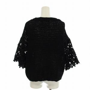 GRACE CONTINENTAL レーススリーブ切替ニット 半袖 36 黒 151431231 /RE