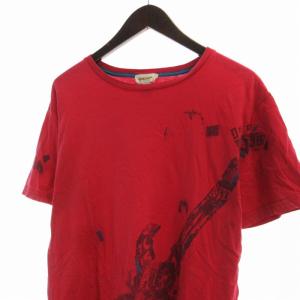 DIESEL Tシャツ カットソー プリーツ クルーネック 半袖 L ピンク /RO