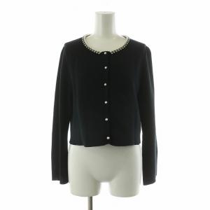カーディガン ニット 長袖 ビジュー パールモチーフ 40 ブラック KA-528121 /NQ