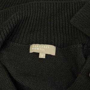 MARGARET HOWELL カーディガン リネン ニット 襟付き 2 ブラック /MY OS