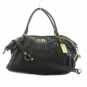 マディソンギャザードレザー 2WAY ハンドバッグ ショルダーバッグ ブラック 16264 /NQ