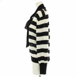 Grace Class ボウタイニットトップ カットソー ボーダー ウール混 リボン 長袖 36 黒 ブラック 白 ホワイト 29143019