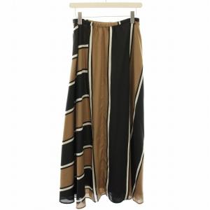 Diagram GRACE CONTINENTAL フレアスカート マキシ ロング ライン 総柄 38 茶 ブラウン 黒 ブラック 白 ホワイト 36221137-0