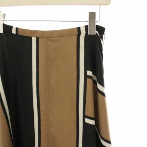 Diagram GRACE CONTINENTAL フレアスカート マキシ ロング ライン 総柄 38 茶 ブラウン 黒 ブラック 白 ホワイト 36221137-0