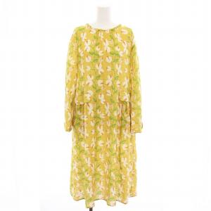ワンピース ロング 花柄 総柄 長袖 40 黄色 GJEDQ-05250 /YM