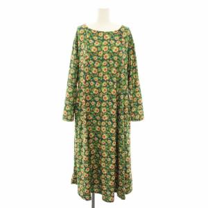 アビアウナべス Habia una ves プリントワンピース ロング 長袖 花柄 40 緑 グリーン