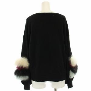 GRACE CONTINENTAL ファー付ニットトップ セーター アンゴラ混 ウール混 ブルーフォックスファー ラクーンファー 長袖 36