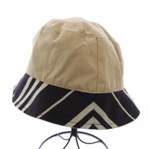 BURBERRY LONDON 帽子 バケットハット リバーシブル ストライプ ベージュ ネイビー /TK
