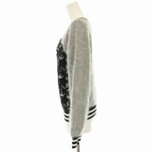 Diagram GRACE CONTINENTAL アンゴラレースニットトップ シャギーニット セーター アンゴラ 星型レース 長袖 36 グレー 黒 ブラック