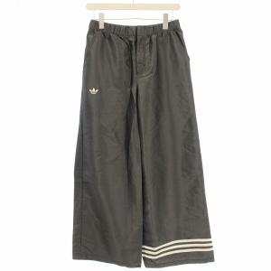 WIDE LEG PANTS ワイドレッグパンツ イージー ナイロン 3本ライン M グレー IC5442