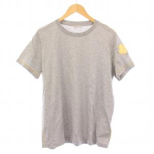 Tシャツ カットソー 半袖 クルーネック ストレッチ ロゴ 装飾 刺繍 M グレー /BB