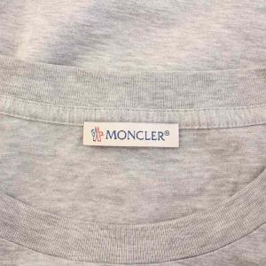 MONCLER Tシャツ カットソー 半袖 クルーネック ストレッチ ロゴ 装飾 刺繍 M グレー /BB