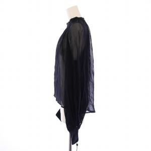 MACKINTOSH シアーシャツ ブラウス シースルー 長袖 ギャザー スタンドカラー 無地 8 紺 ネイビー タグ付き /BB