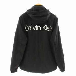 Calvin Klein バックロゴウィンドブレーカー パーカー ジップアップ プリント S 黒 ブラック CM330137 /KU