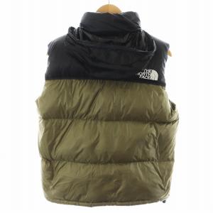 THE NORTH FACE ヌプシ Nuptse VEST ダウンベスト ロゴ バイカラー ナイロン M カーキ 黒 ブラック ND91716Z