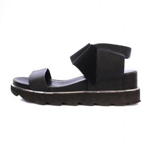 サンダル ウェッジソール ストラップ レザー 38 黒 /BM