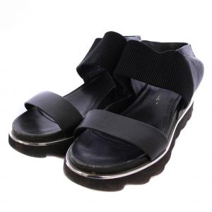 UNITED NUDE サンダル ウェッジソール ストラップ レザー 38 黒 /BM