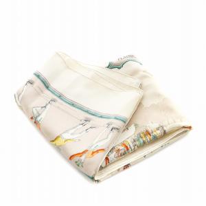 HERMES カレ90 PLAISIRS DU FROID 氷上の喜び スカーフ 絹 シルク ベージュ /AN17 D
