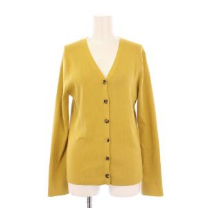 RIB リブVネックカーディガン ニット 長袖 薄手 ストレッチ 無地 F マスタード 21080500810010