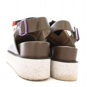 UNITED NUDE 厚底 サンダル ベルクロ メッシュ エナメル 23cm ベージュ グレー /G