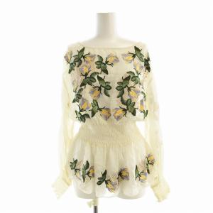 シャツ ブラウス 長袖 花柄 刺繍 36 アイボリー 0120141012 /EE