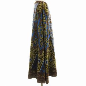 GRACE CONTINENTAL フレアスカート ロング シルク 総柄 36 茶 ブラウン 1712-1218-0 /EE