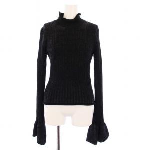 フリルスリーブニット セーター 長袖 ハイネック XS ブラック A60503 /KH
